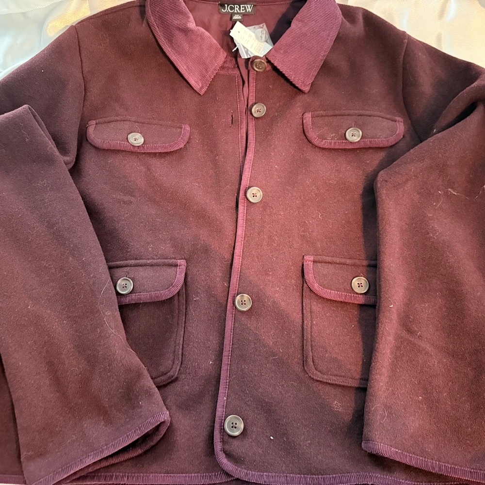 J. Crew Women's knit Jacket in wool blend - NWT, Oxblood - Picture 2 of 3